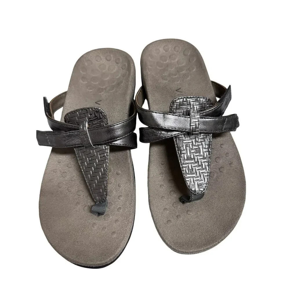 Vionic Women's Karley Vio-Motion Insole Sandal Silver Tumbled size 6